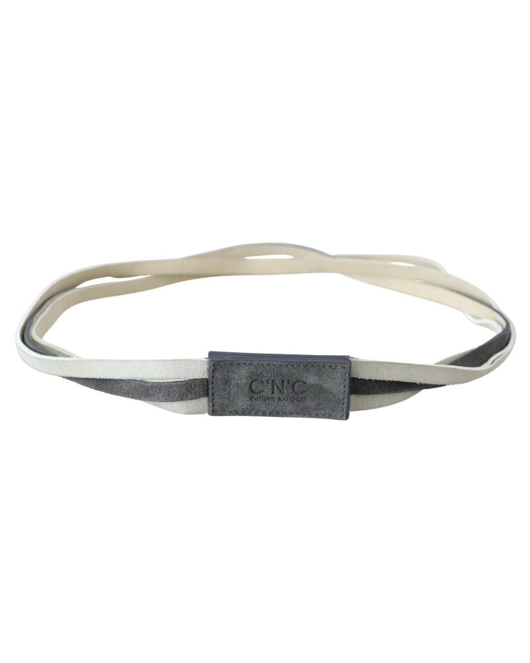 CoSTUME NATIONAL Gray Velvet Square Logo Design Waist Belt