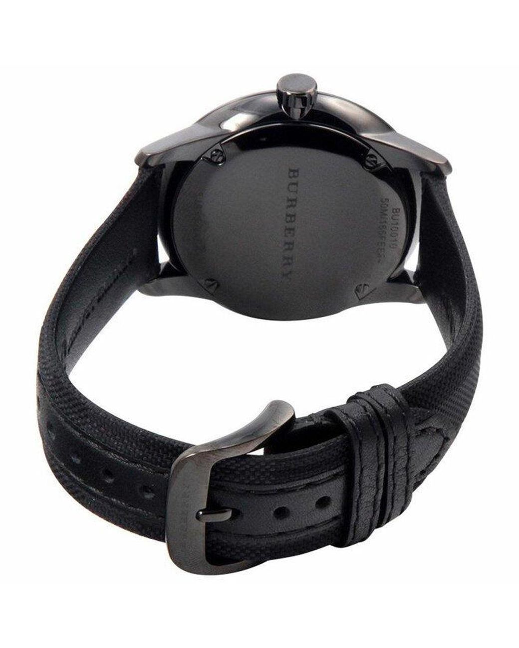 Burberry Bu10010 Geruit Gestempeld Rond Wijzerplaat 40Mm Herenhorloge in het Black voor heren