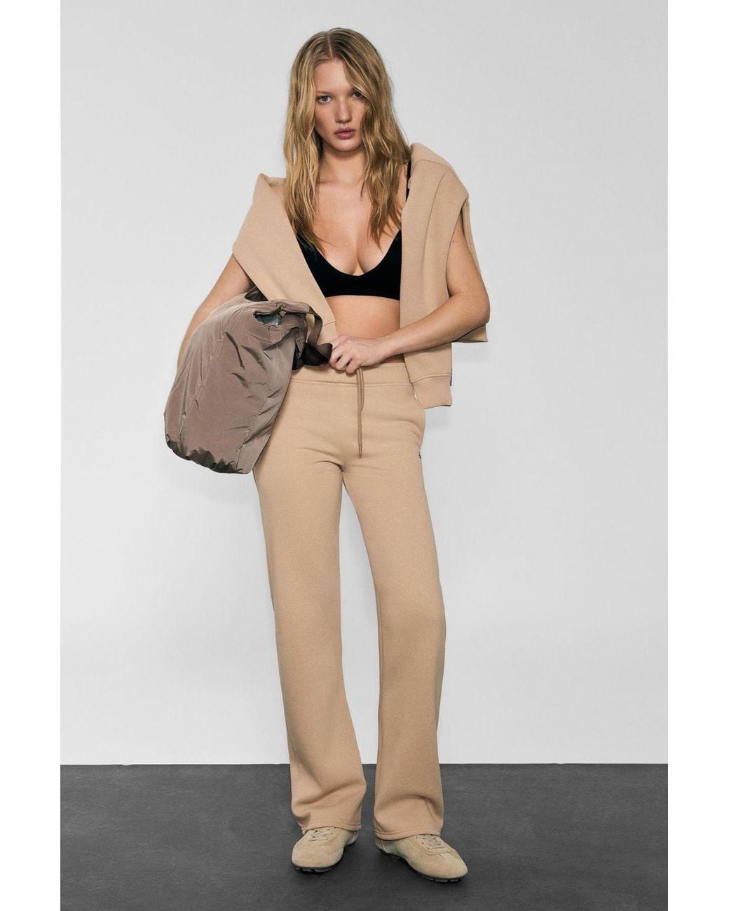 Grimelange White Mid Waist Wide Leg Joggers