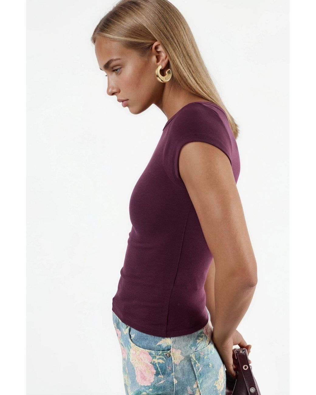 Busem Purple Slim Fit Boat Neck Blouse