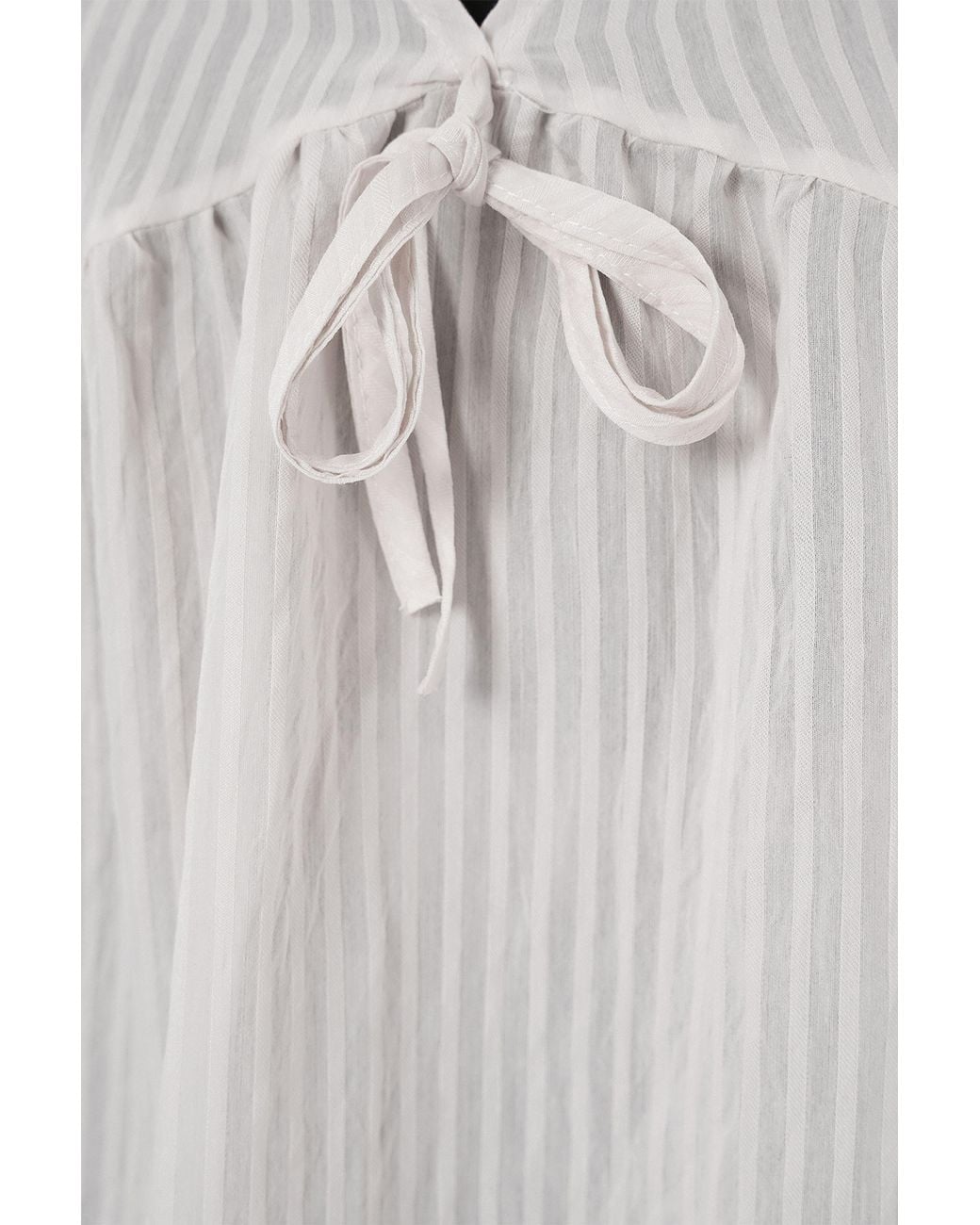 Bigdart White Textured Seersucker V-Neck Blouse With Bow Tie