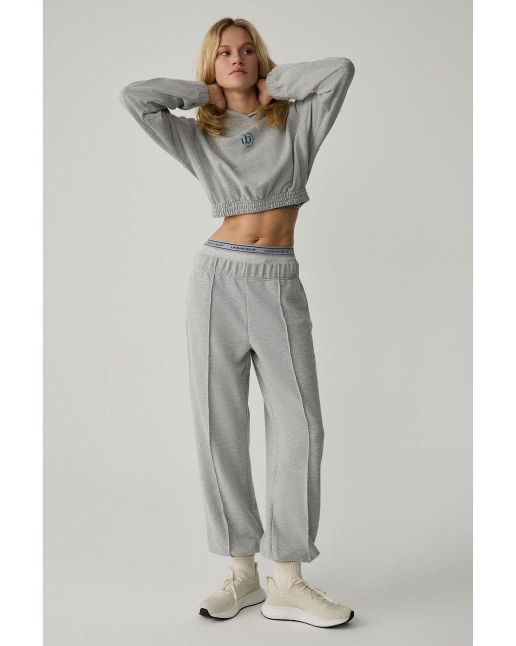Grimelange Gray Elastic Waist Jogger Sweatpants