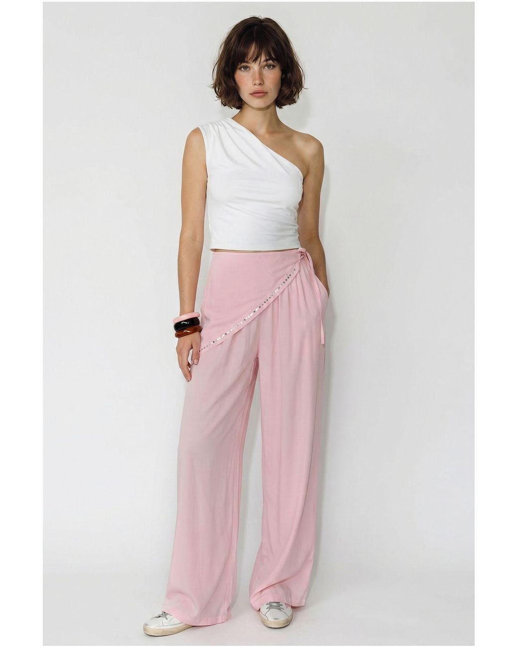Bianco Lucci Pink Wide Leg Pull-On Trousers