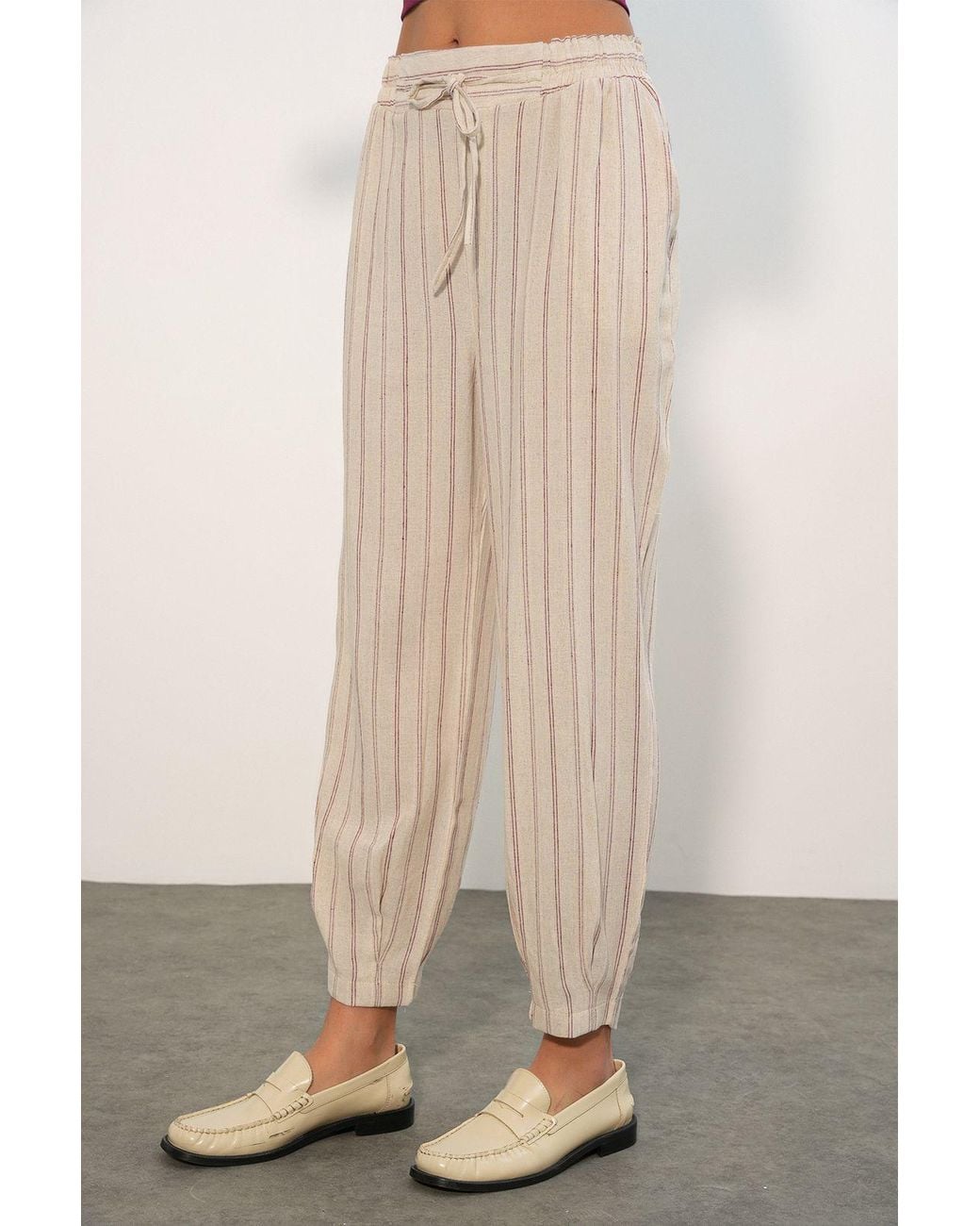 Bigdart Multicolor Striped Linen-Blend Jogger Pants
