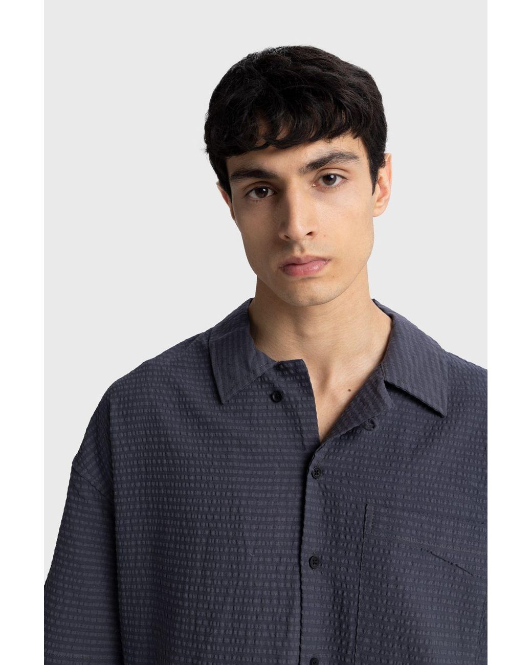Giesto Black Textured Short Sleeve Shirt for men