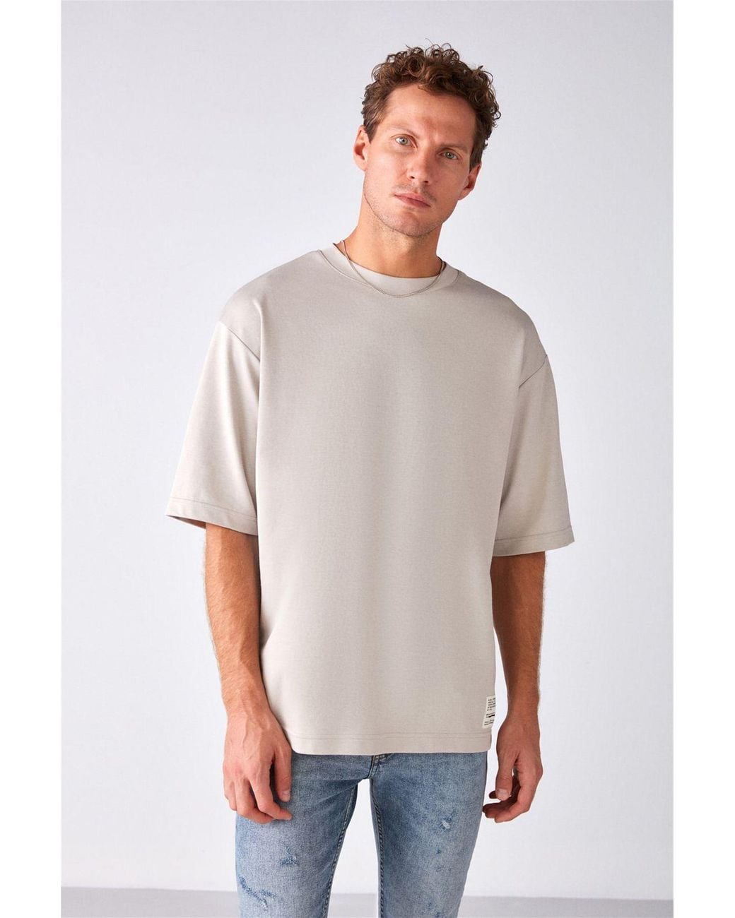Grimelange Multicolor Oversized Crew Neck T-Shirt for men