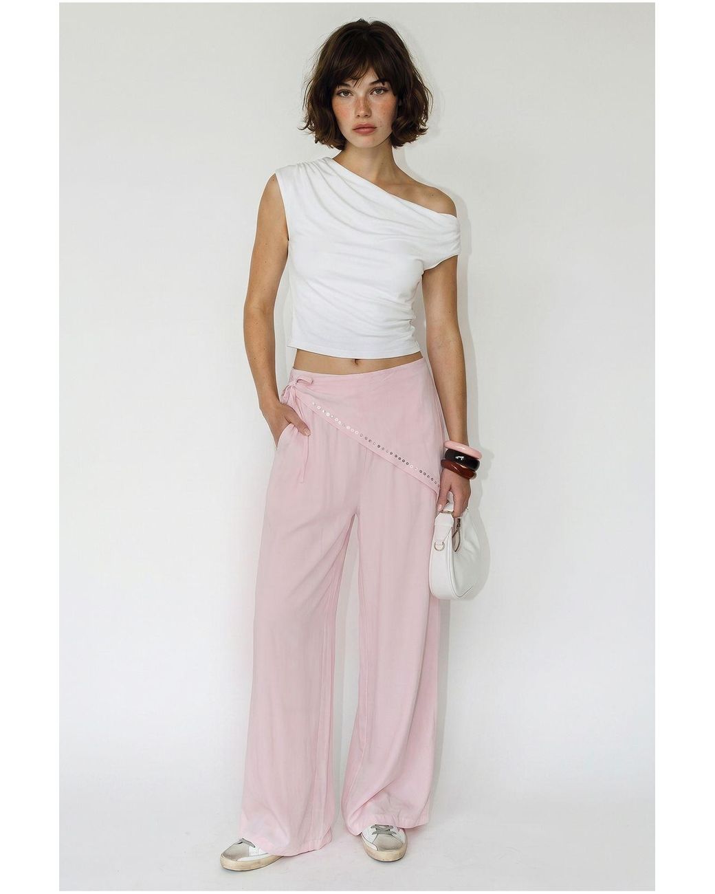 Bianco Lucci Pink Wide Leg Pull-On Trousers