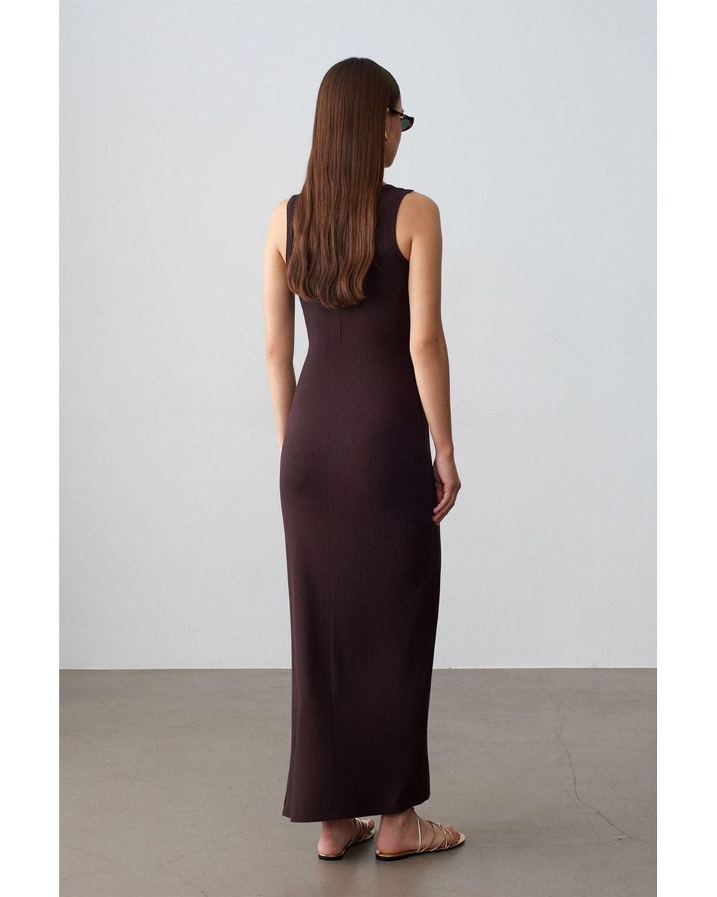 Dilvin Multicolor Ribbed Sleeveless Bodycon Maxi Dress