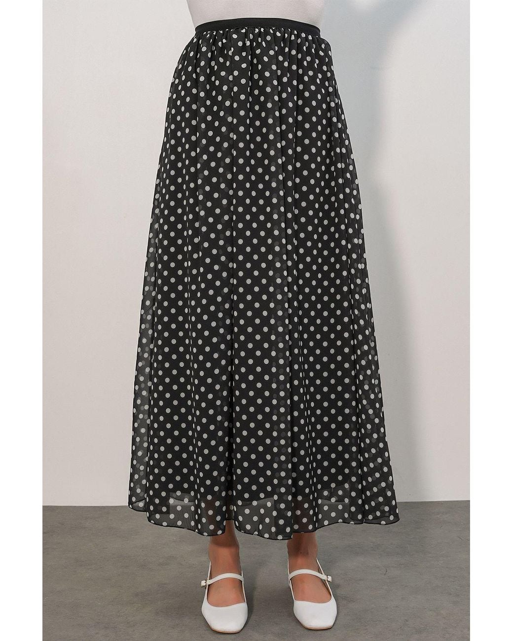 Bigdart Black High-Waist Polka Dot Maxi Skirt