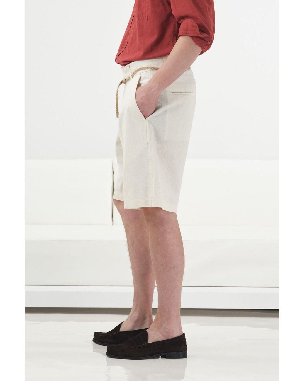 Giesto Red High Waist Relaxed Fit Shorts for men