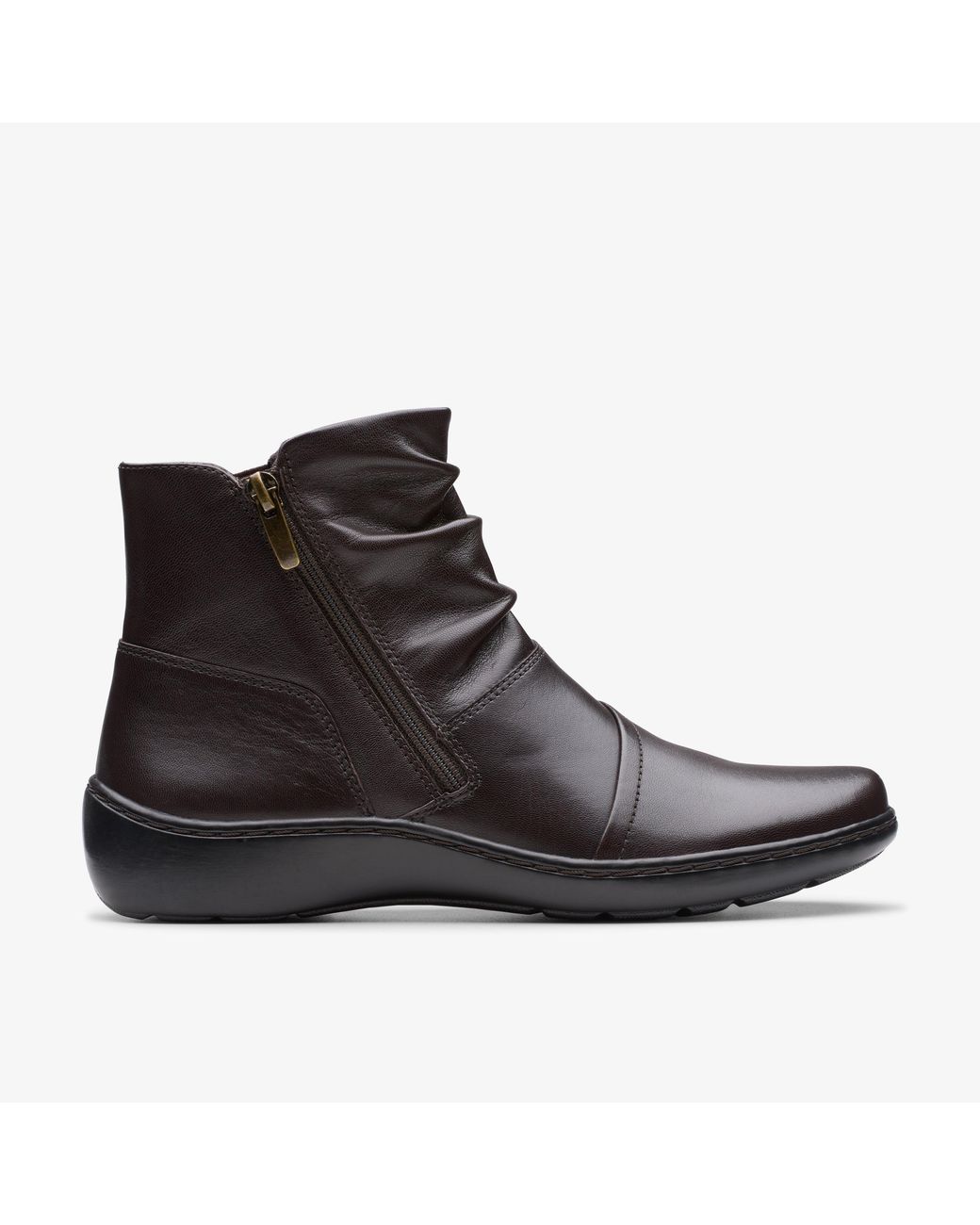Clarks Black Cora Pace Chocolate Leather Boots