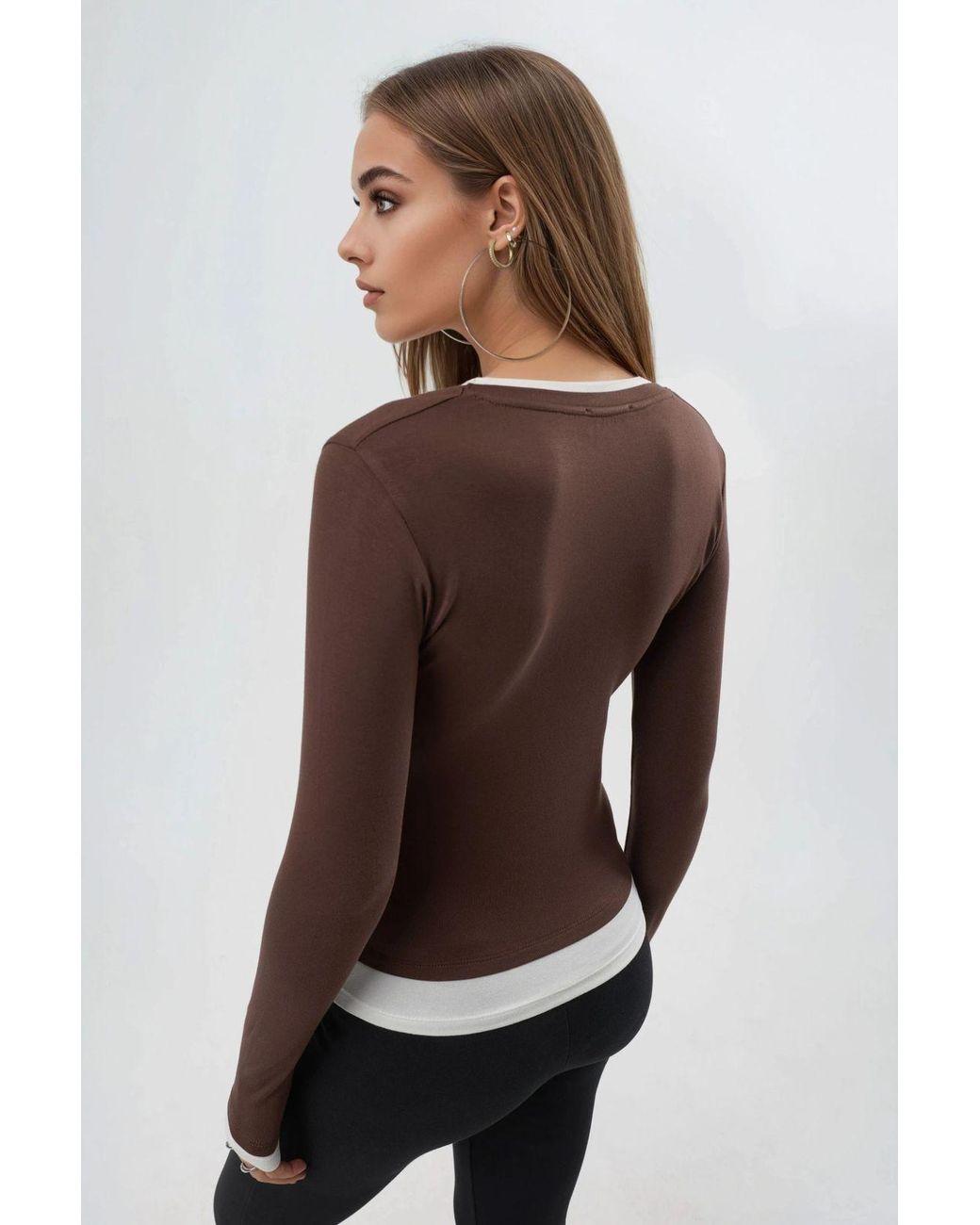 Busem Black Contrast Binding Long Sleeve Blouse