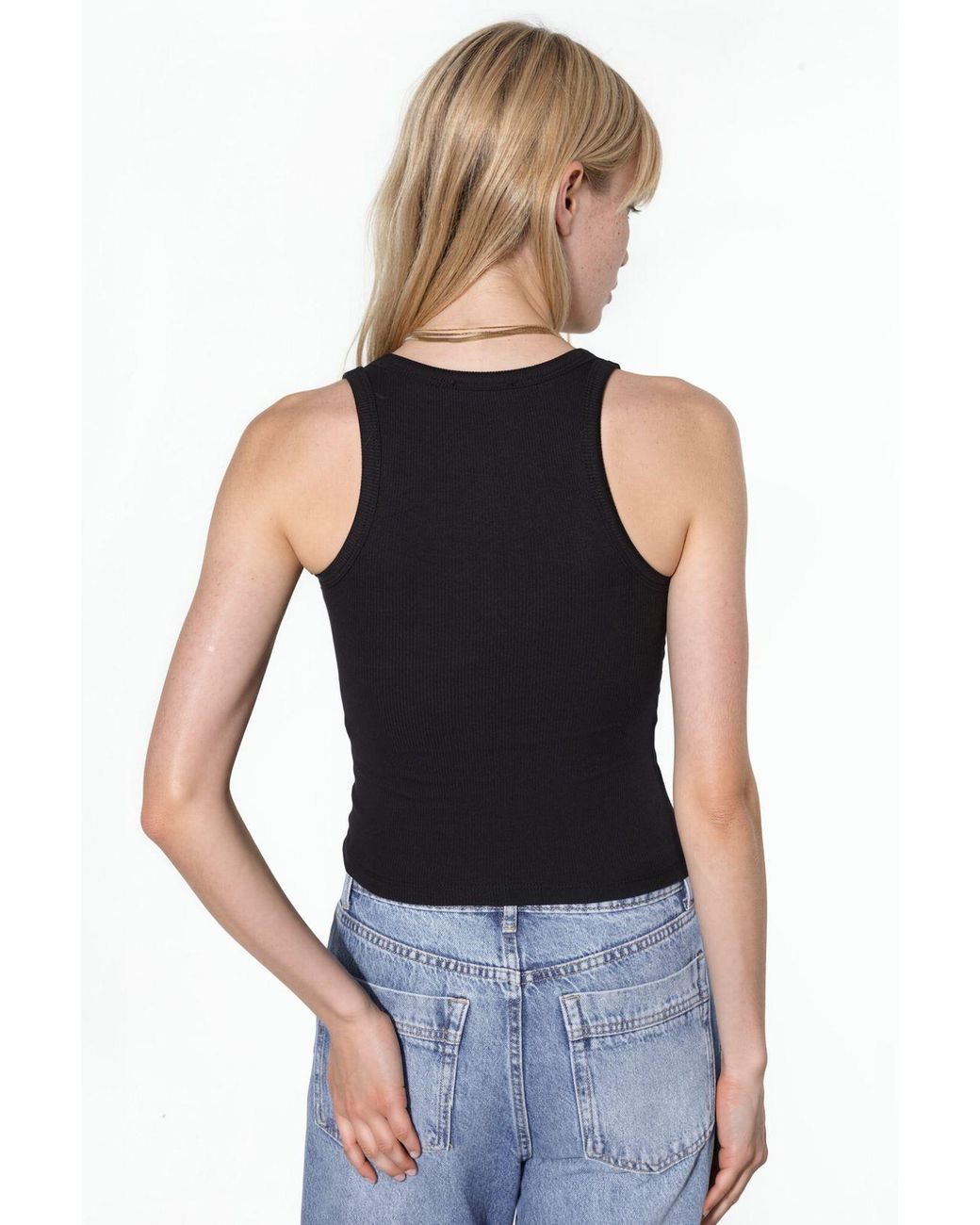 Busem Black V-Neck Ribbed Tank Top