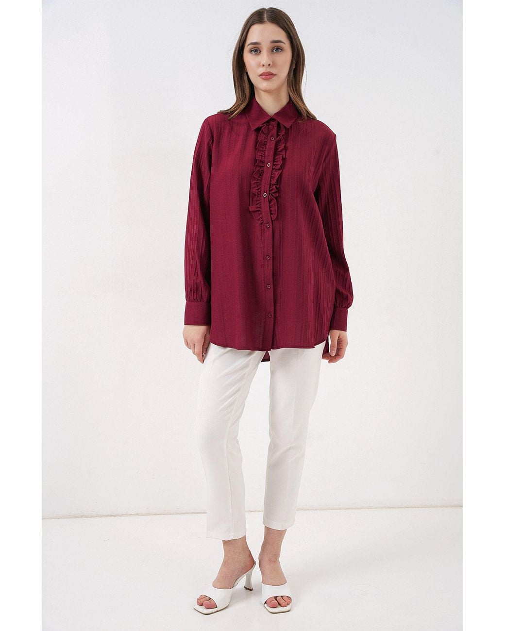 Bigdart Ruffle Detailed Textured Shirt