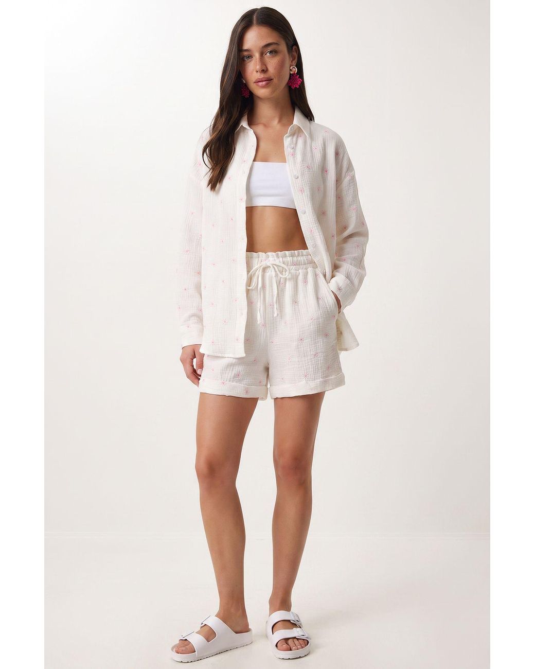 Happiness İstanbul Natural Cotton Two-Piece Coord Set