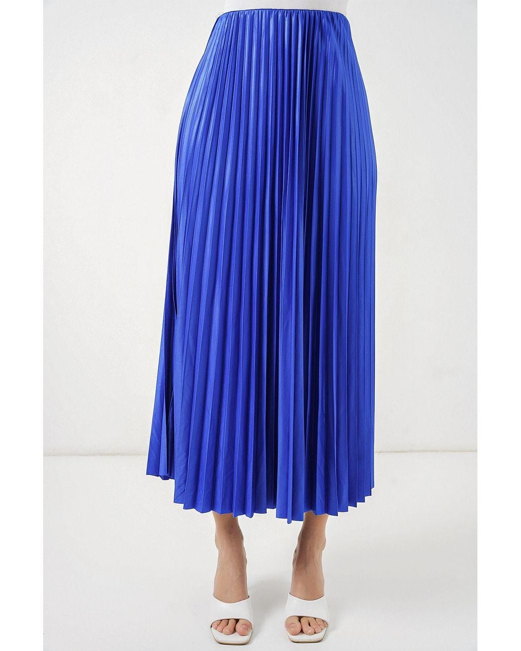 Bigdart Blue High Waist Maxi Skirt With Ruffle Detail