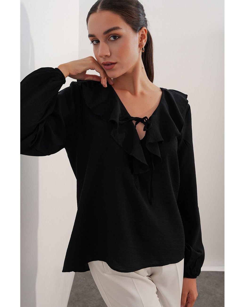 Bigdart Black Viscose Blend Blouse