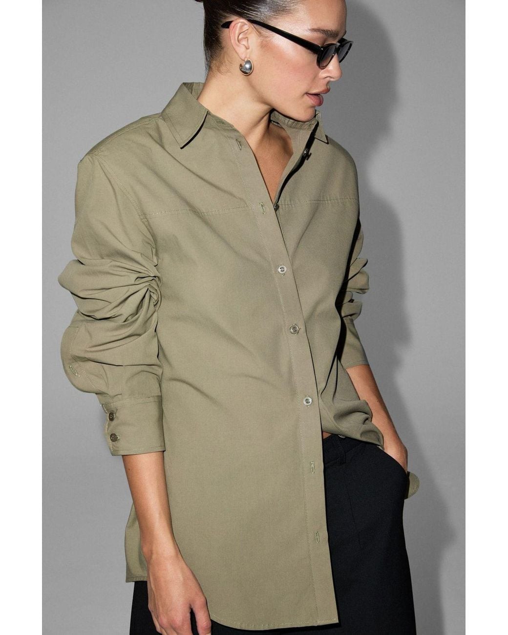 Grimelange Gray Long Sleeve Button Shirt