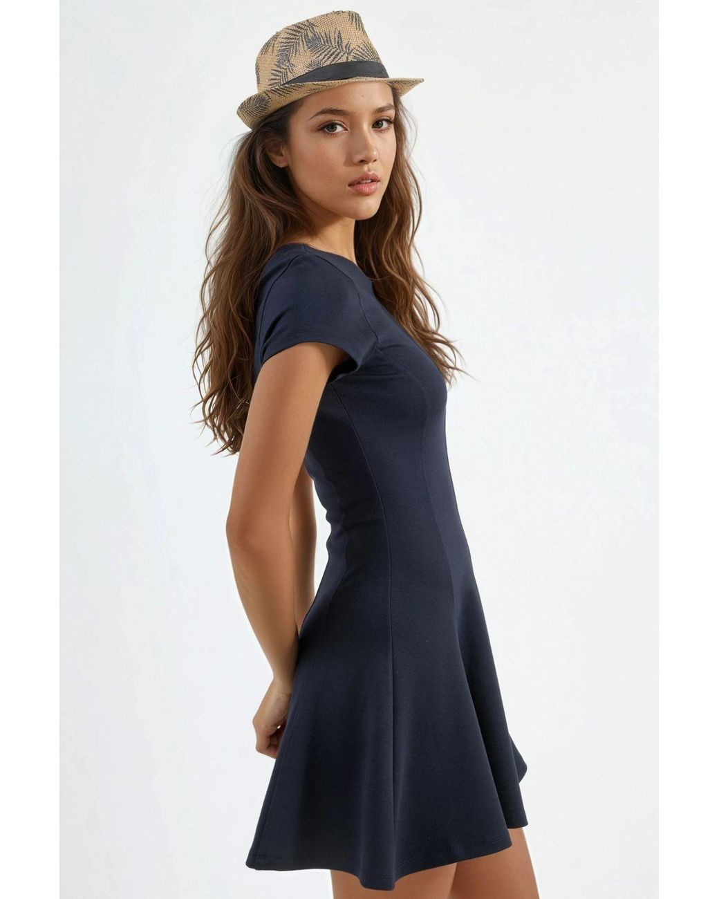Busem Blue Short Sleeve Mini A-Line Dress