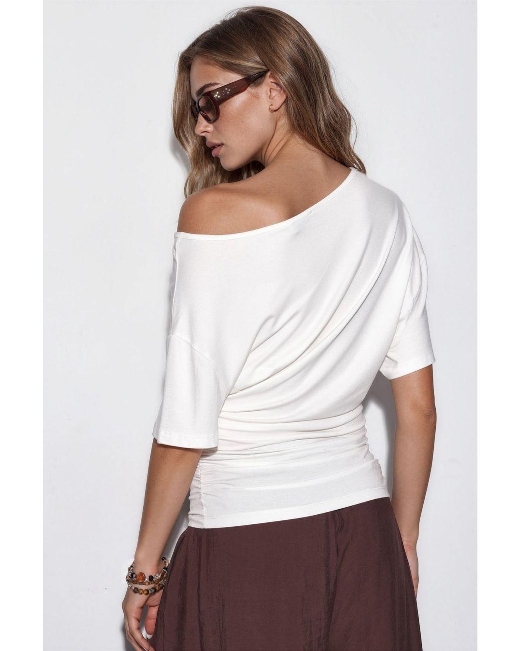 Busem Boothals Jersey Blouse in het White