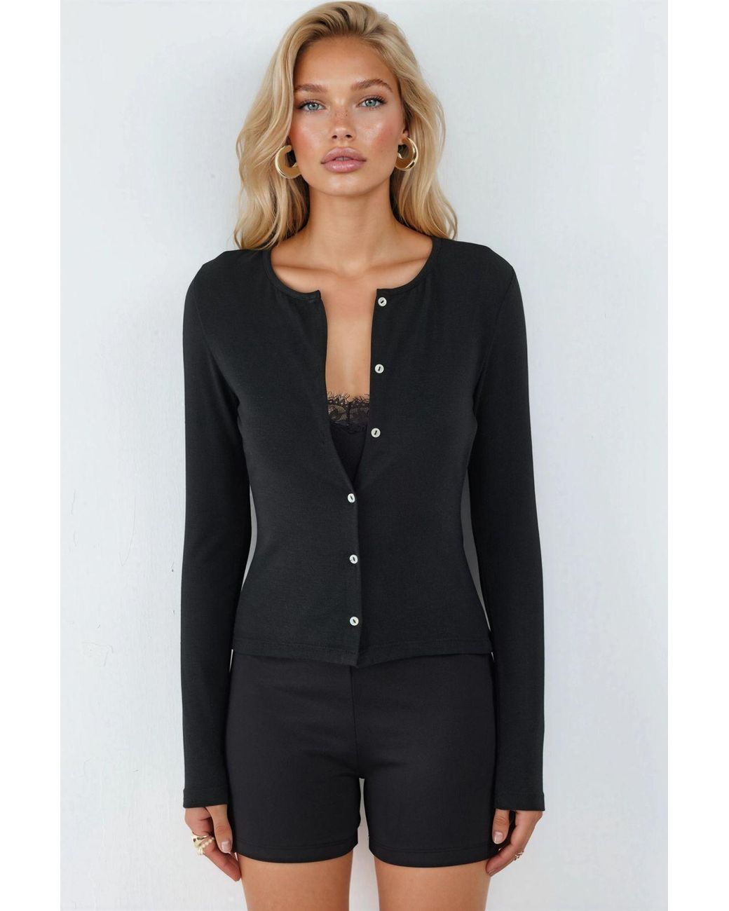Busem Black V-Neck Top & Casual Jacket