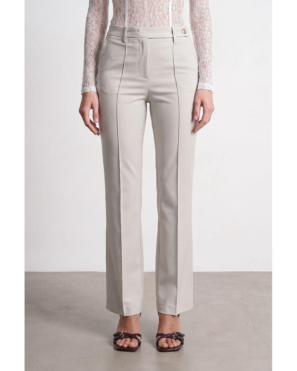 Dilvin Multicolor Mid-Waist Wide-Leg Crepe Trousers