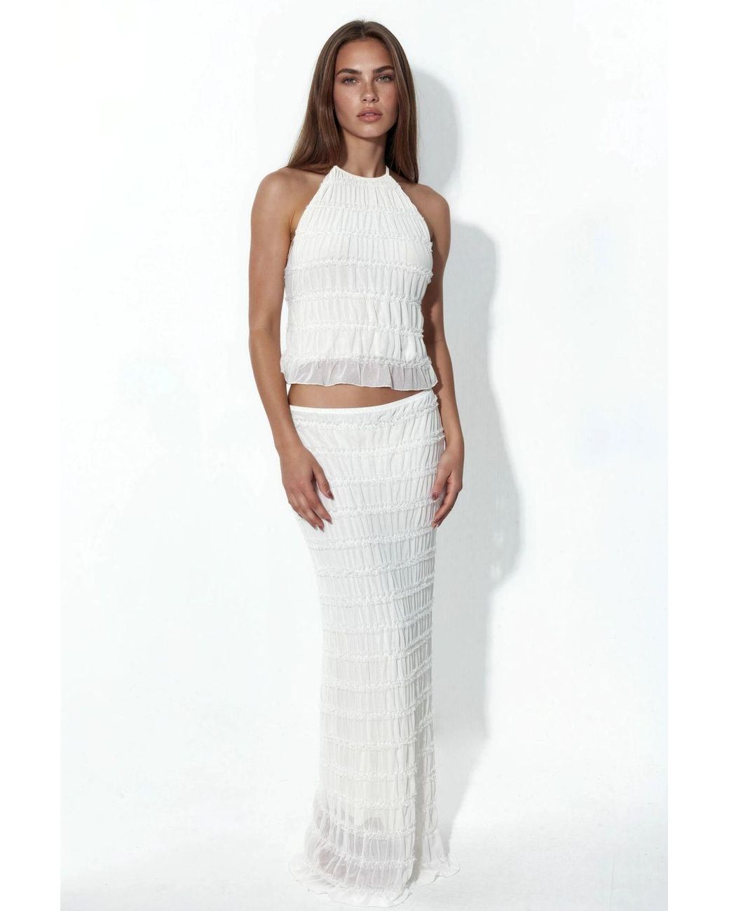 Hiccup White Low Waist Tulle Maxi Skirt