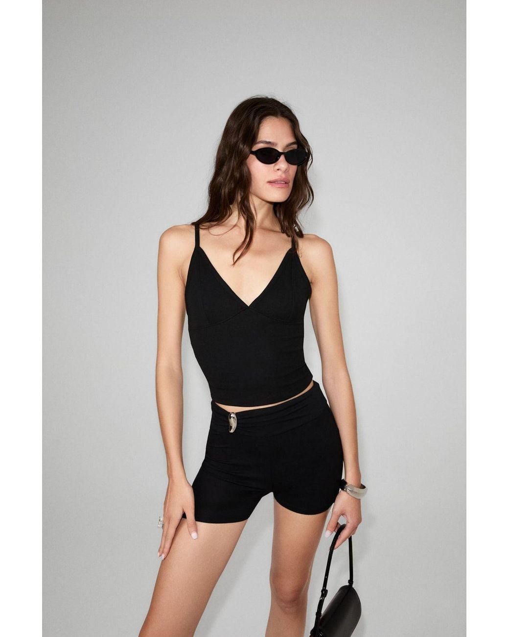 Grimelange Black Fitted Sleeveless Tank Top