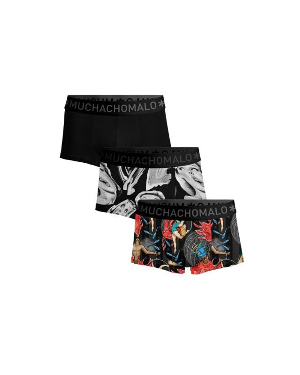 MUCHACHOMALO 3-Pack Trunks Circus in het Black voor heren