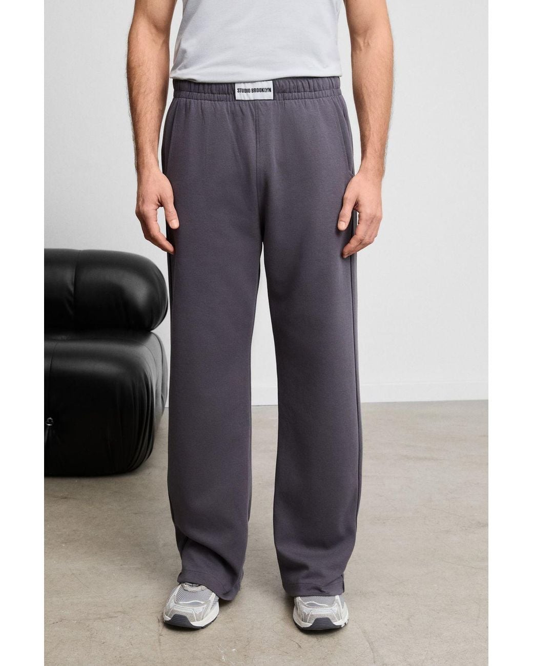 Grimelange Multicolor Wide Leg Plain Joggers for men