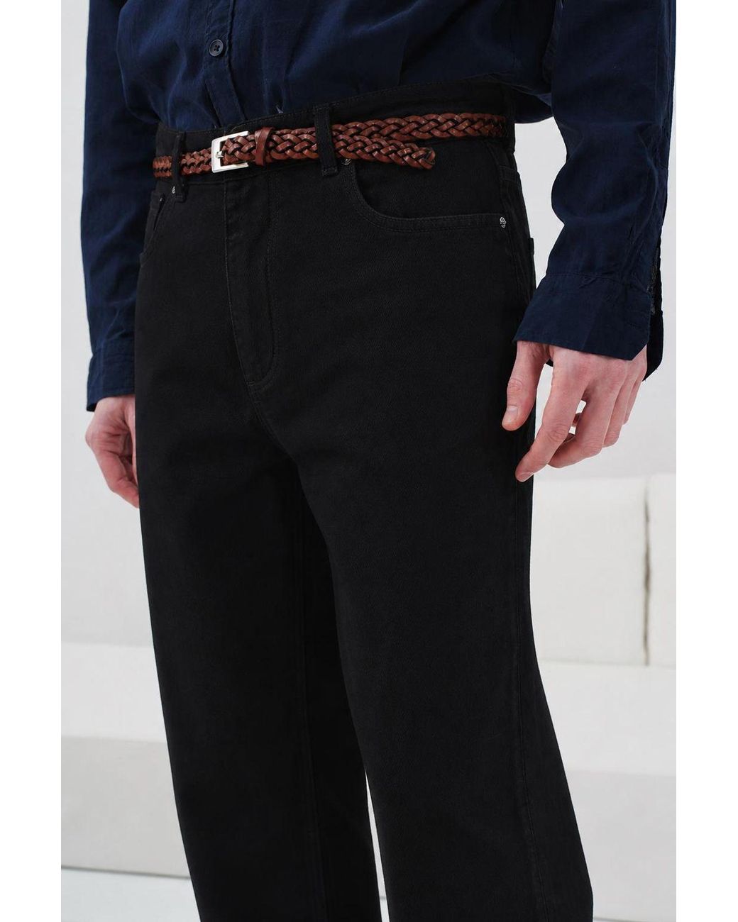 Giesto Blue Mid Waist Straight Leg Jeans for men