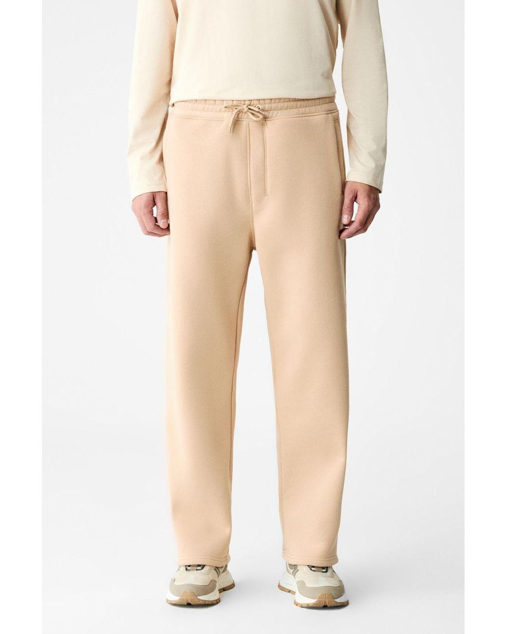 Grimelange Black Elastic Waist Wide Leg Joggers for men
