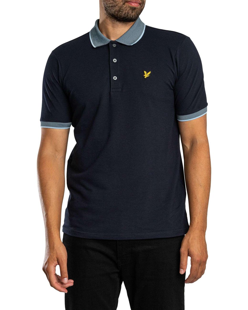 Lyle & Scott Blue Birdseye Collar Polo Shirt for men
