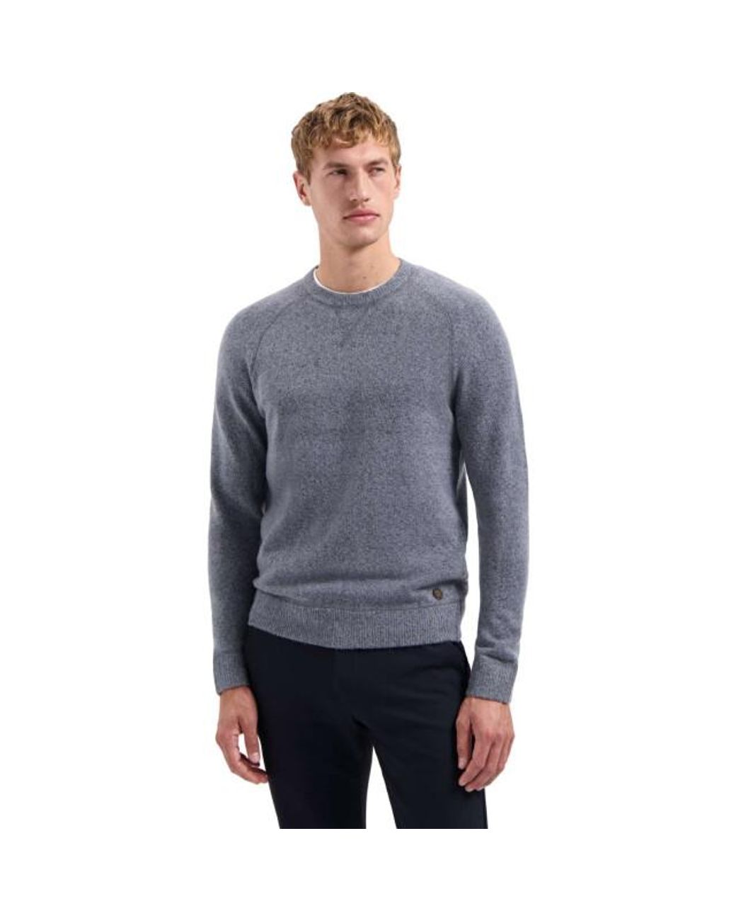 No Excess Pullover Crewneck Soft Wool Blend Washed in het Blue voor heren