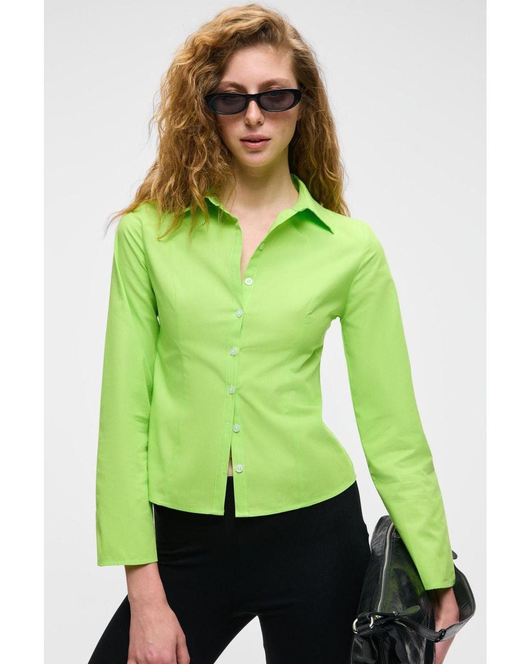 Grimelange Green Slim Fit Long Sleeve Shirt