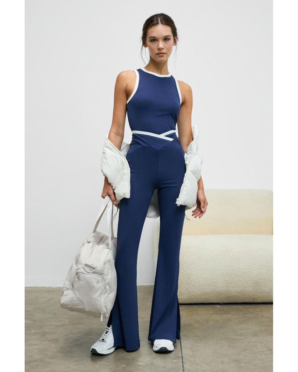 Grimelange Blue High Waist Flare Leggings