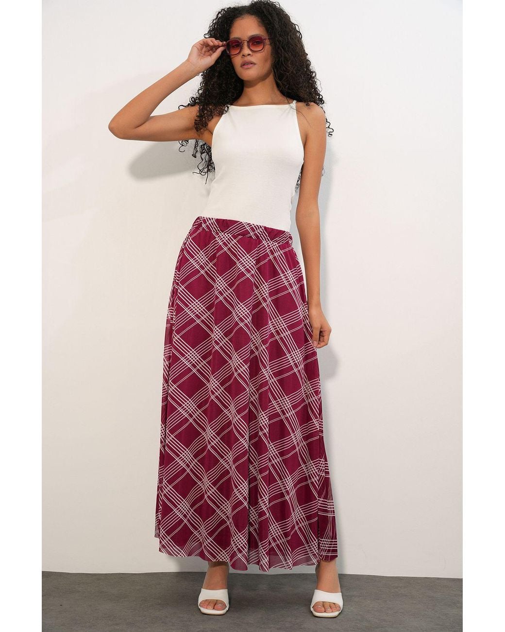 Bigdart Red Floral High Waist Maxi Skirt