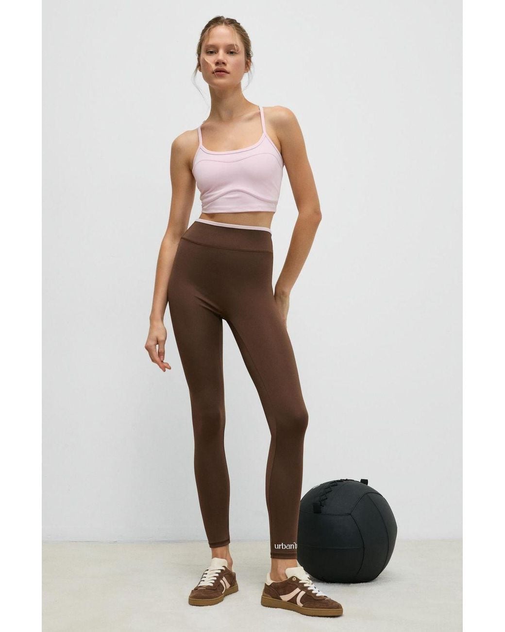 Grimelange Brown High Waist Slim Fit Leggings