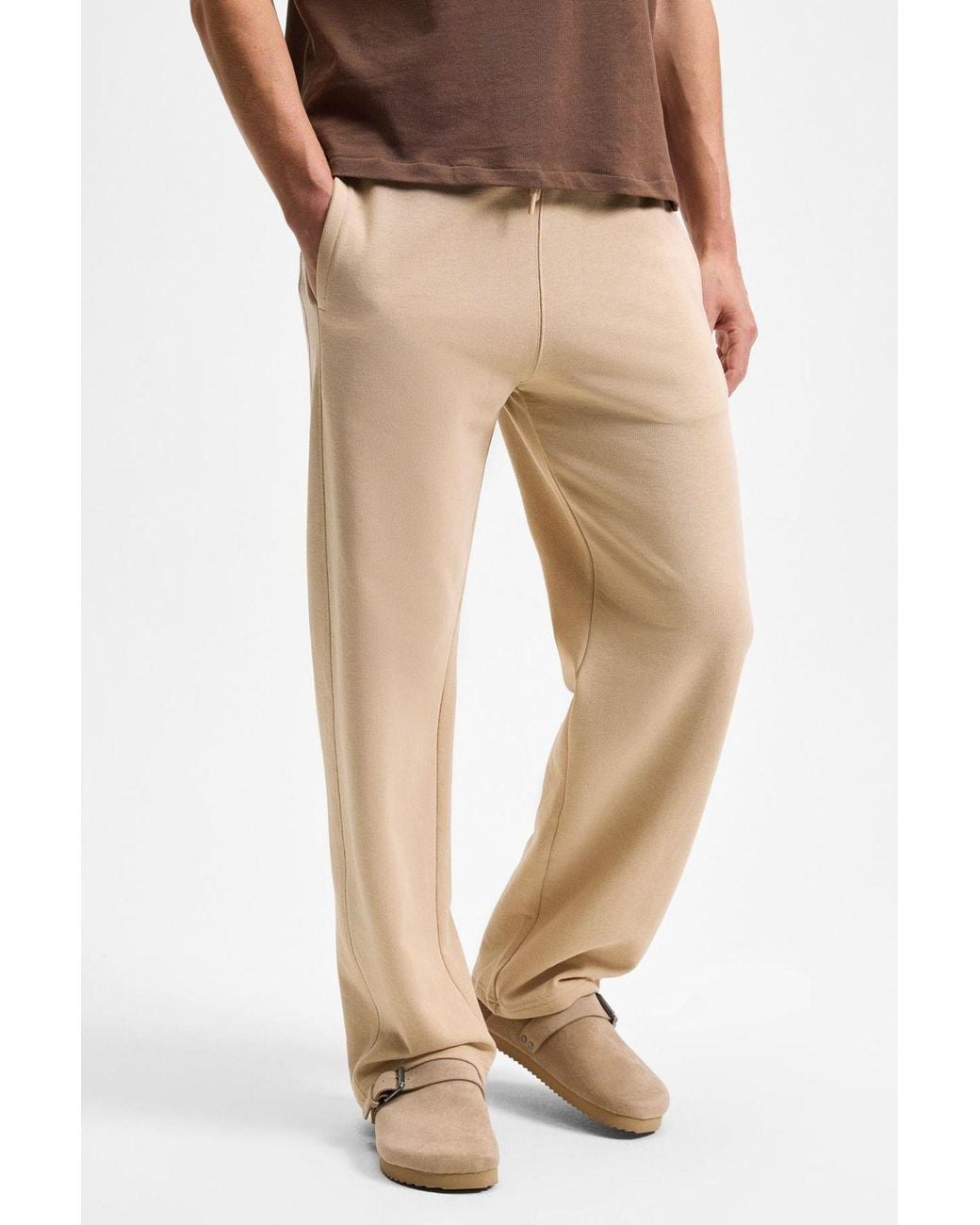 Grimelange Natural Straight Leg Fleece Joggers for men