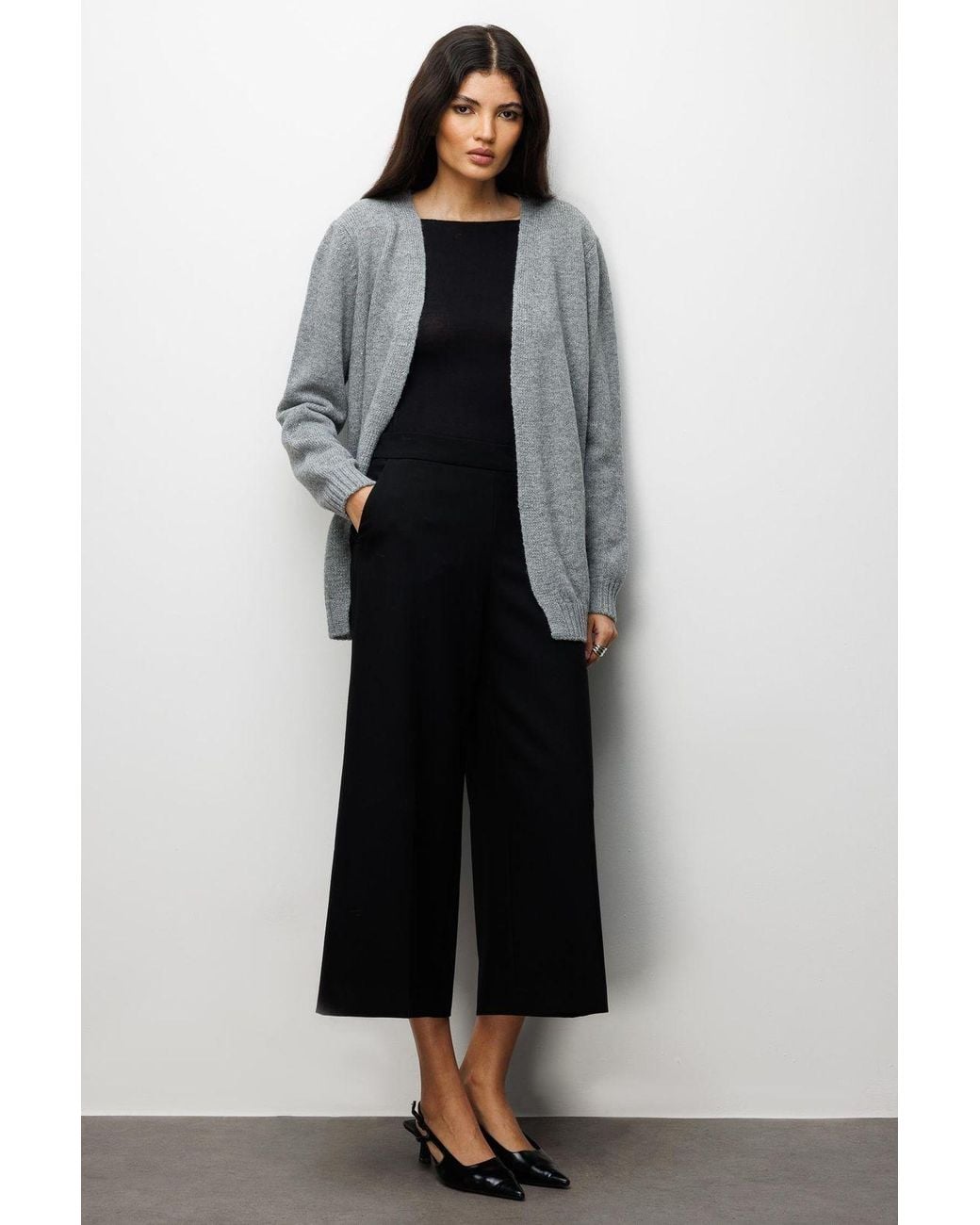 MixRay Red Oversized Ribbed Knitwear Cardigan