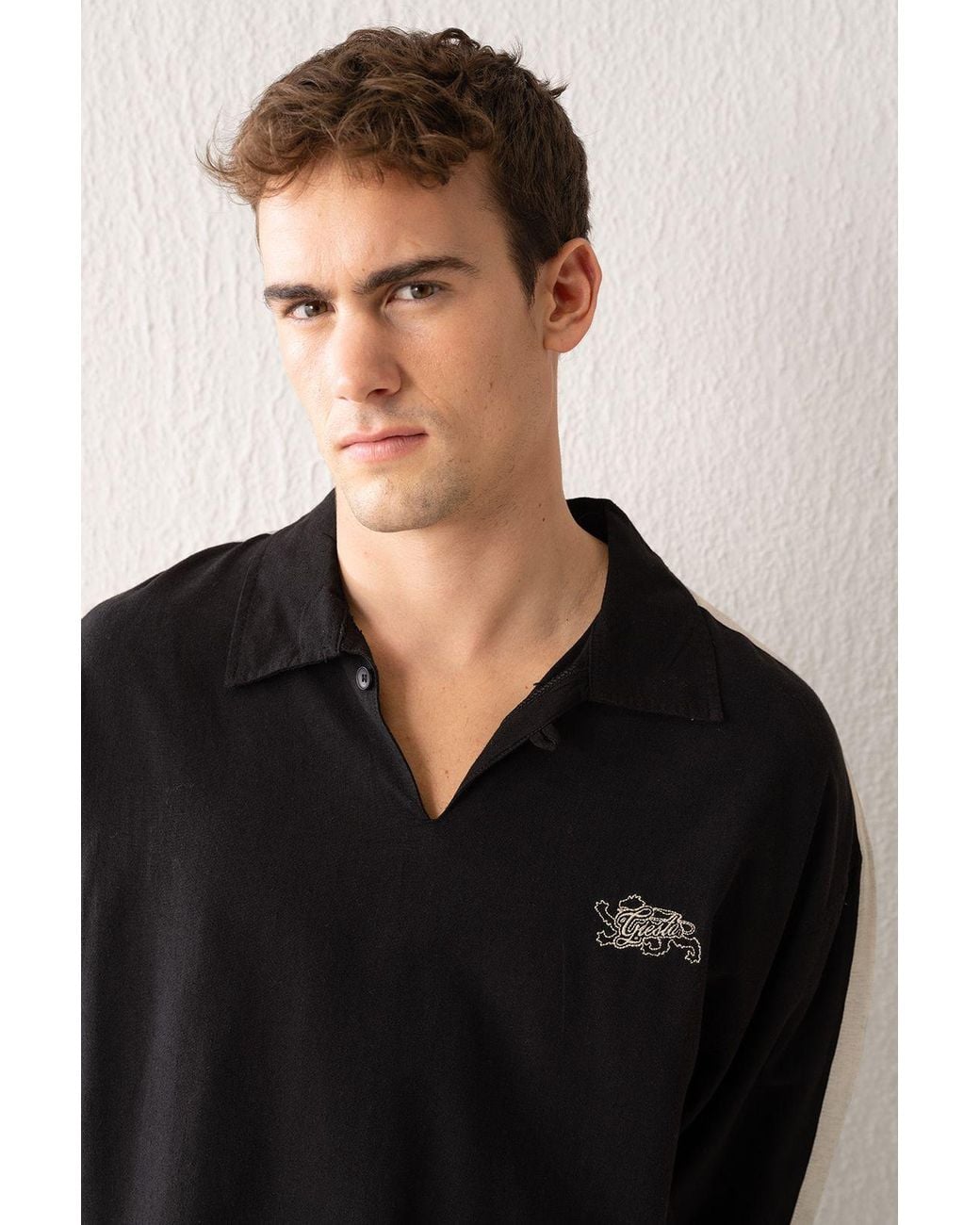 Giesto Black Cotton Polo T-Shirt for men