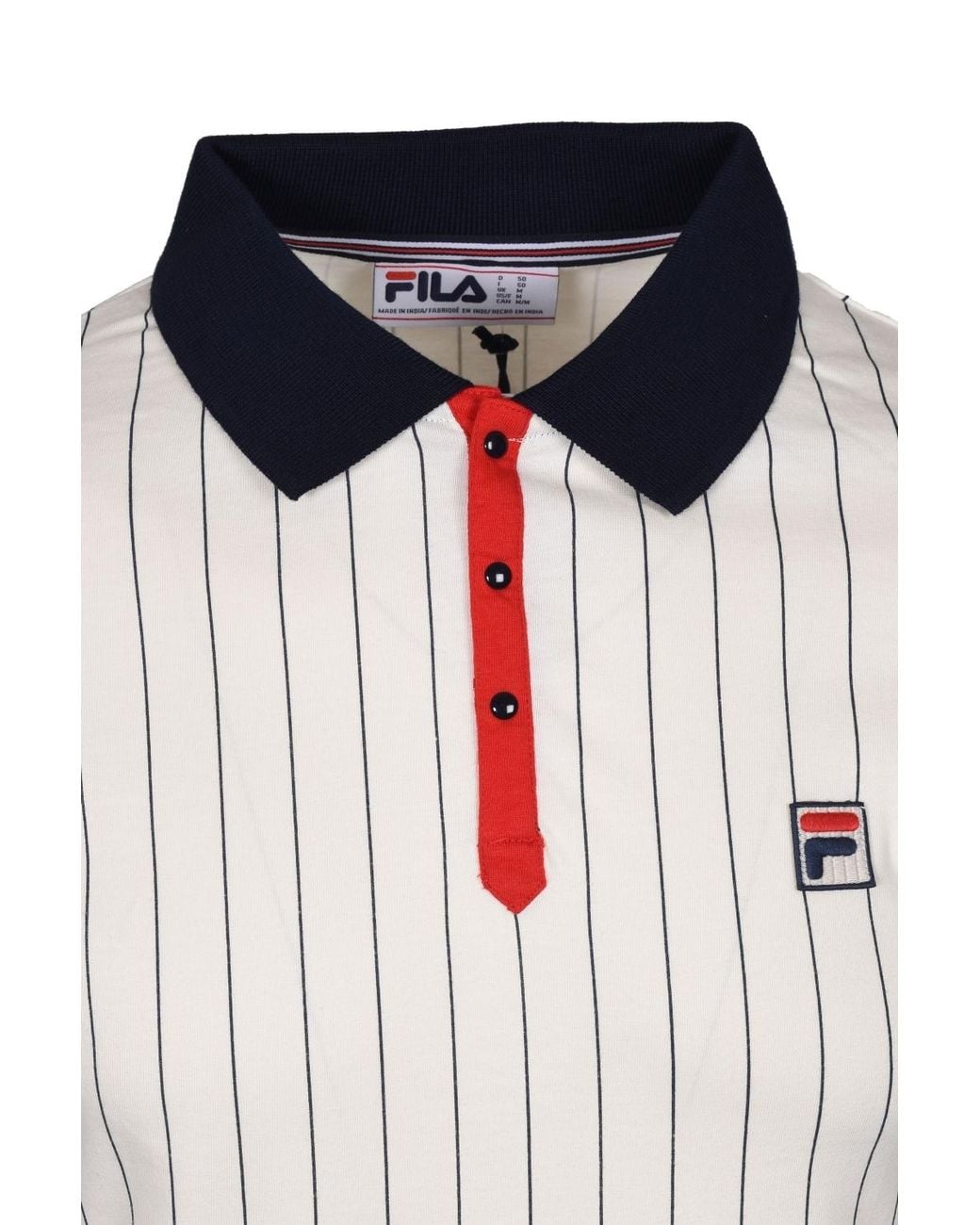 Fila White Fred Perry Classic Vintage Striped Polo Shirt Whisper/ Peacoat Chinese Cotton for men