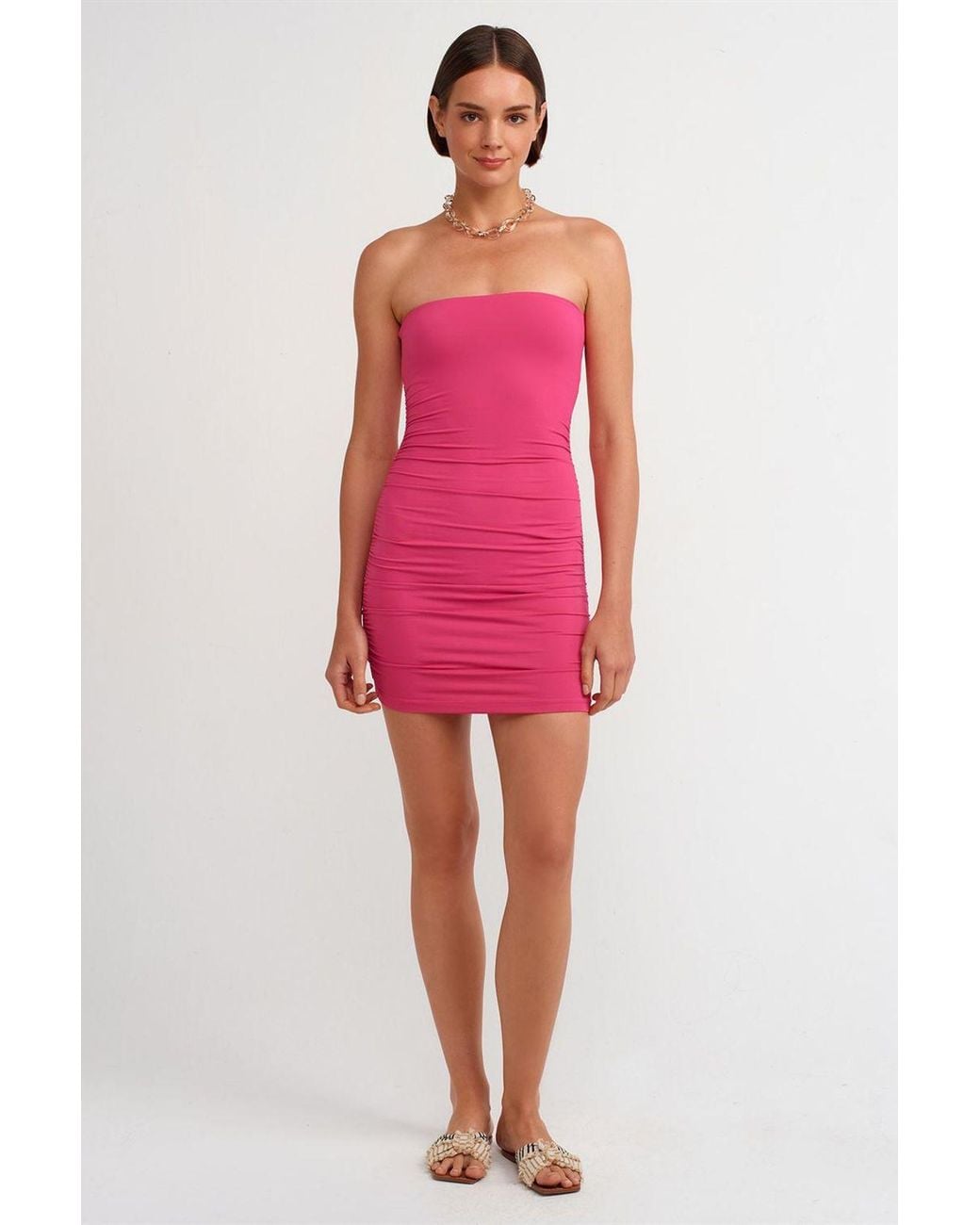 Dilvin Red Strapless Bodycon Mini Dress