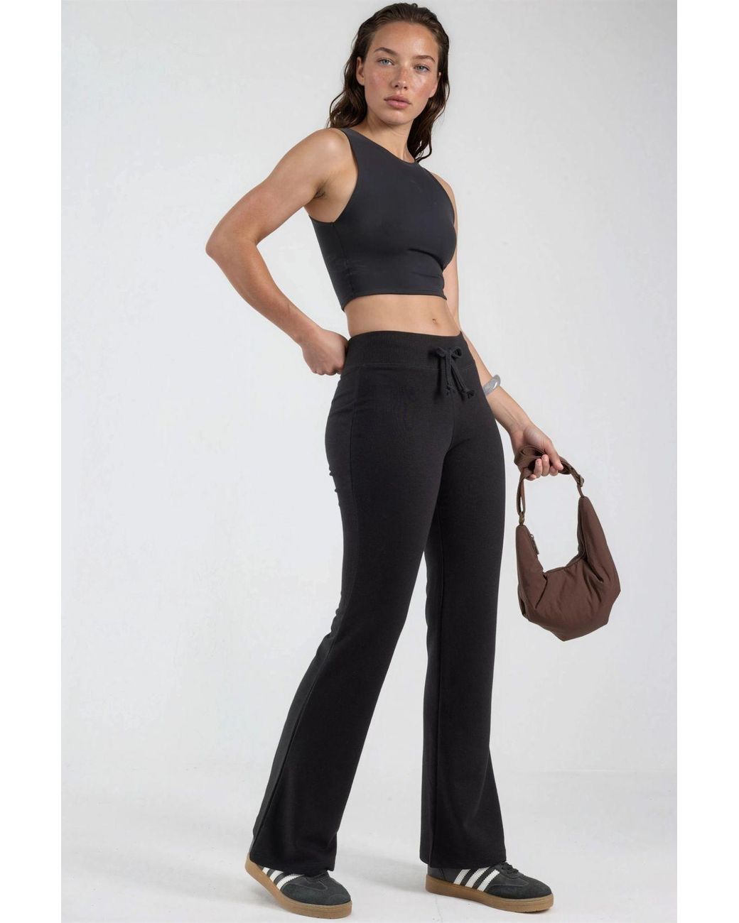 Busem Blue Elastic Waist Flare Leg Pants