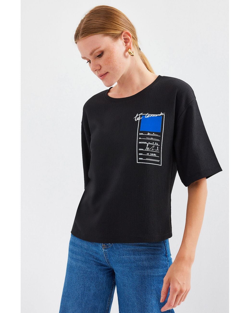 Bigdart Blue Printed Crew Neck Short Sleeve T-Shirt