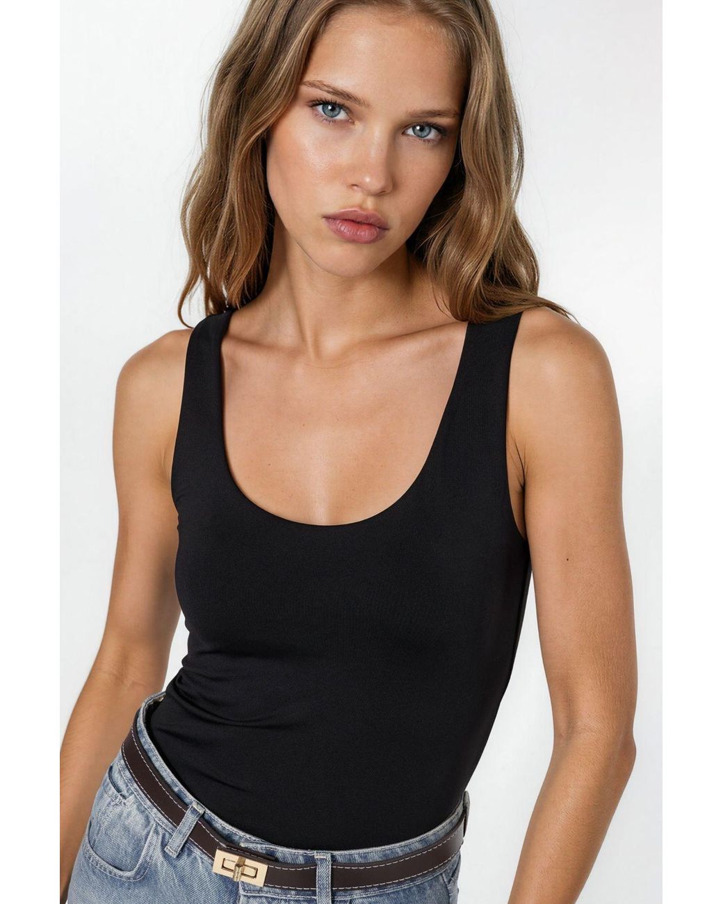 Busem Black U Collar Knitted Cami Top