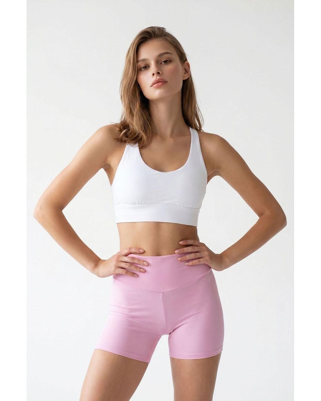MixRay Pink High-Waist Skinny Cycling Shorts