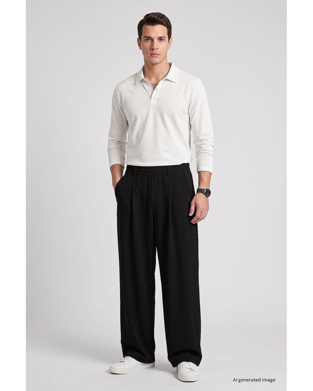 TOMMY LIFE Black Straight Leg Pants for men