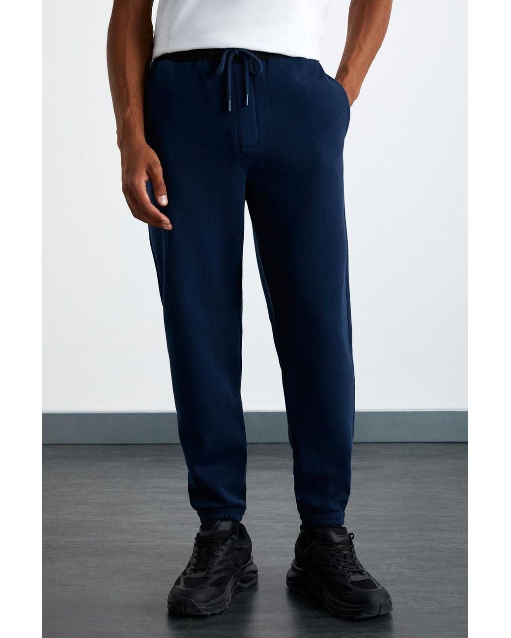 Grimelange Blue Long Tapered Jogger Sweatpants for men