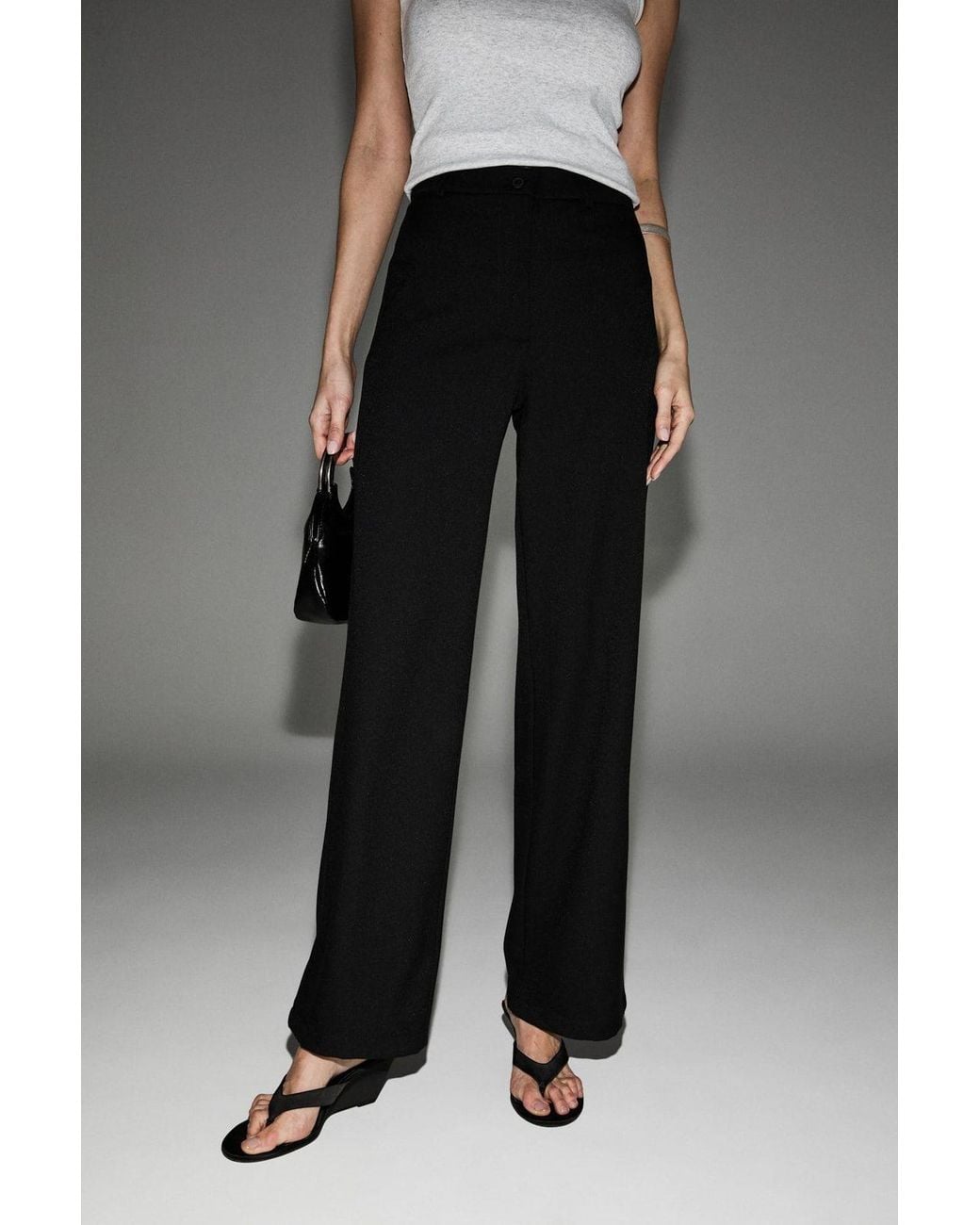 Grimelange Gray Elastic Waist Wide Leg Trousers